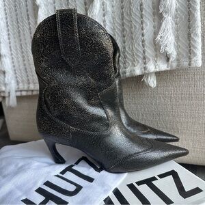 SCHUTZ Maryann curve west leather bootie black